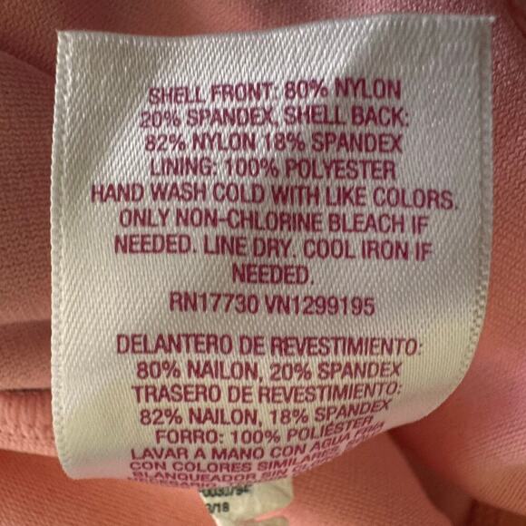 XHILARATION Peach Green Tropical Palm Tree Print One Piece Swimsuit Women's Sz M - Picture 13 of 13